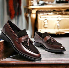 Mens Attire Men's Suede Tassel Loafers - Stylish & Comfortable - Mens Attire