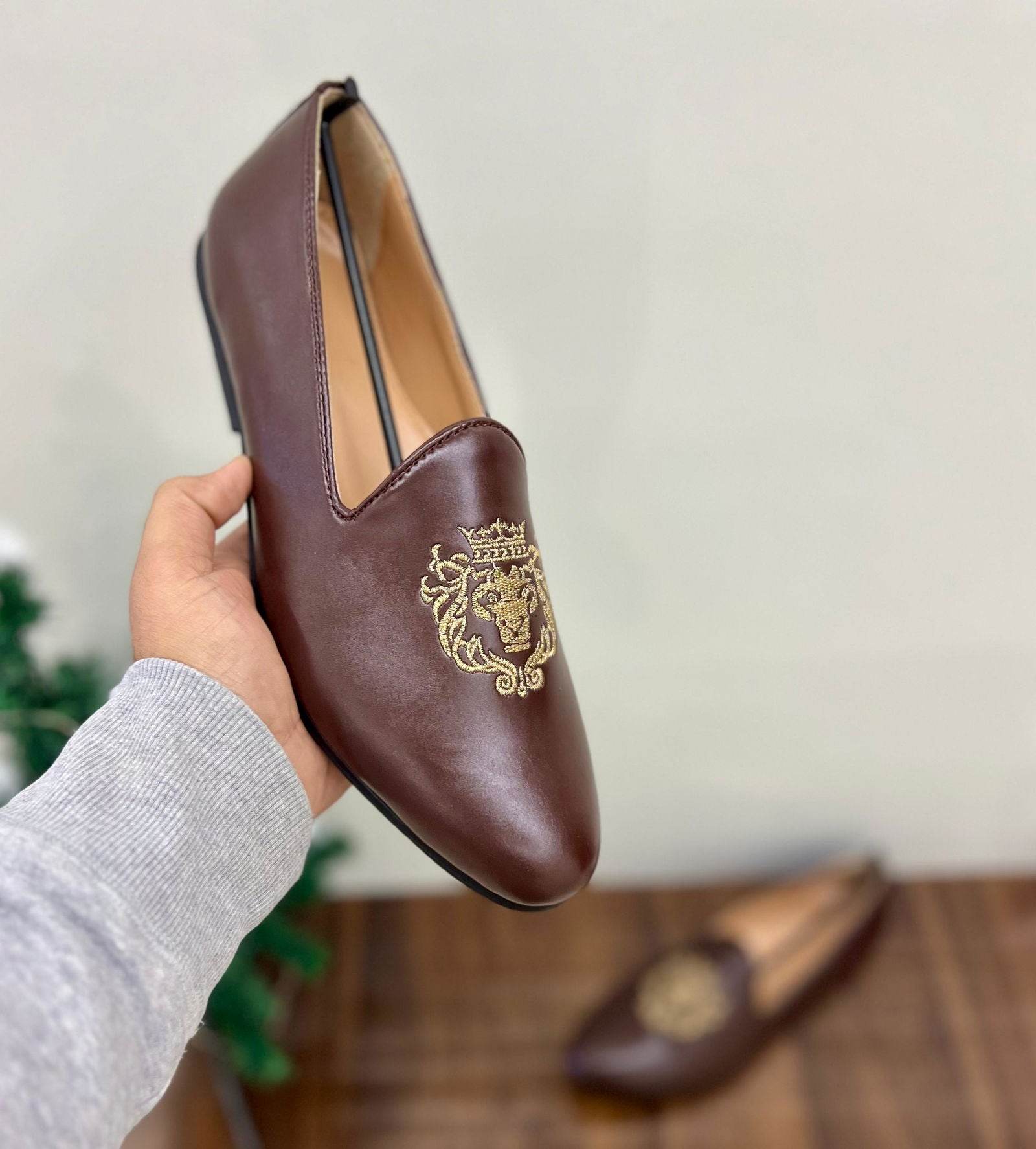 Mens Attire Men's Wedding Slip On Loafers - Elegant Brown - Mens Attire