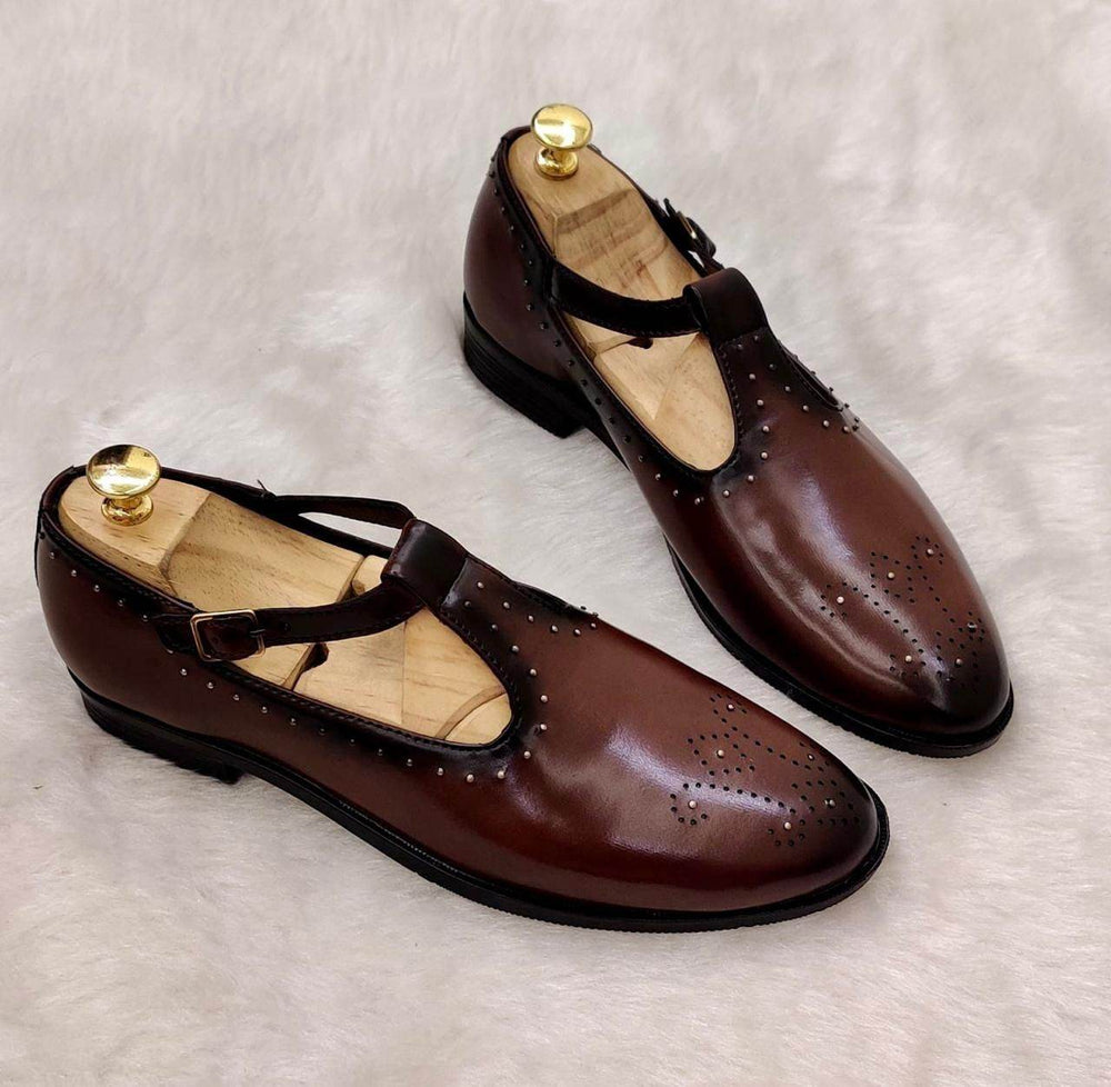 Mens Attire Peshawari Shoes for Men Wedding Brown - Mens Attire