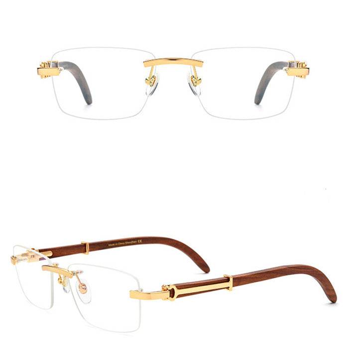 Mens Attire Redwood Rimless Eyeglasses with Wood Frame - Mens Attire