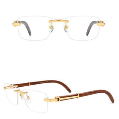 Mens Attire Redwood Rimless Eyeglasses with Wood Frame - Mens Attire