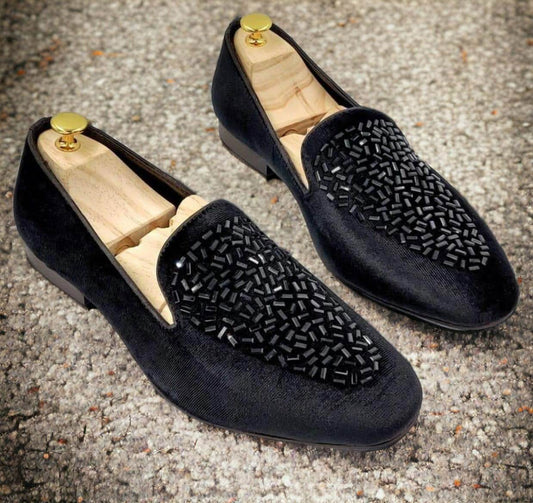 Mens Attire Rhinestone Moccasin Shoes for Men Loafers - Mens Attire