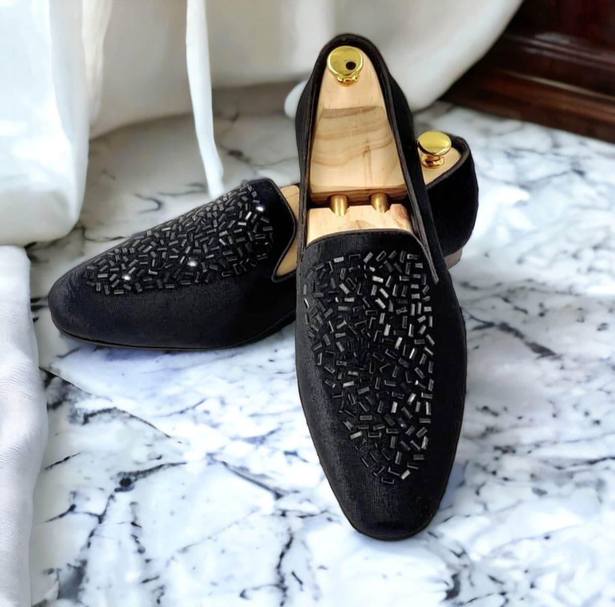 Mens Attire Rhinestone Moccasin Shoes for Men Loafers - Mens Attire