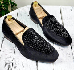 Mens Attire Rhinestone Moccasin Shoes for Men Loafers - Mens Attire