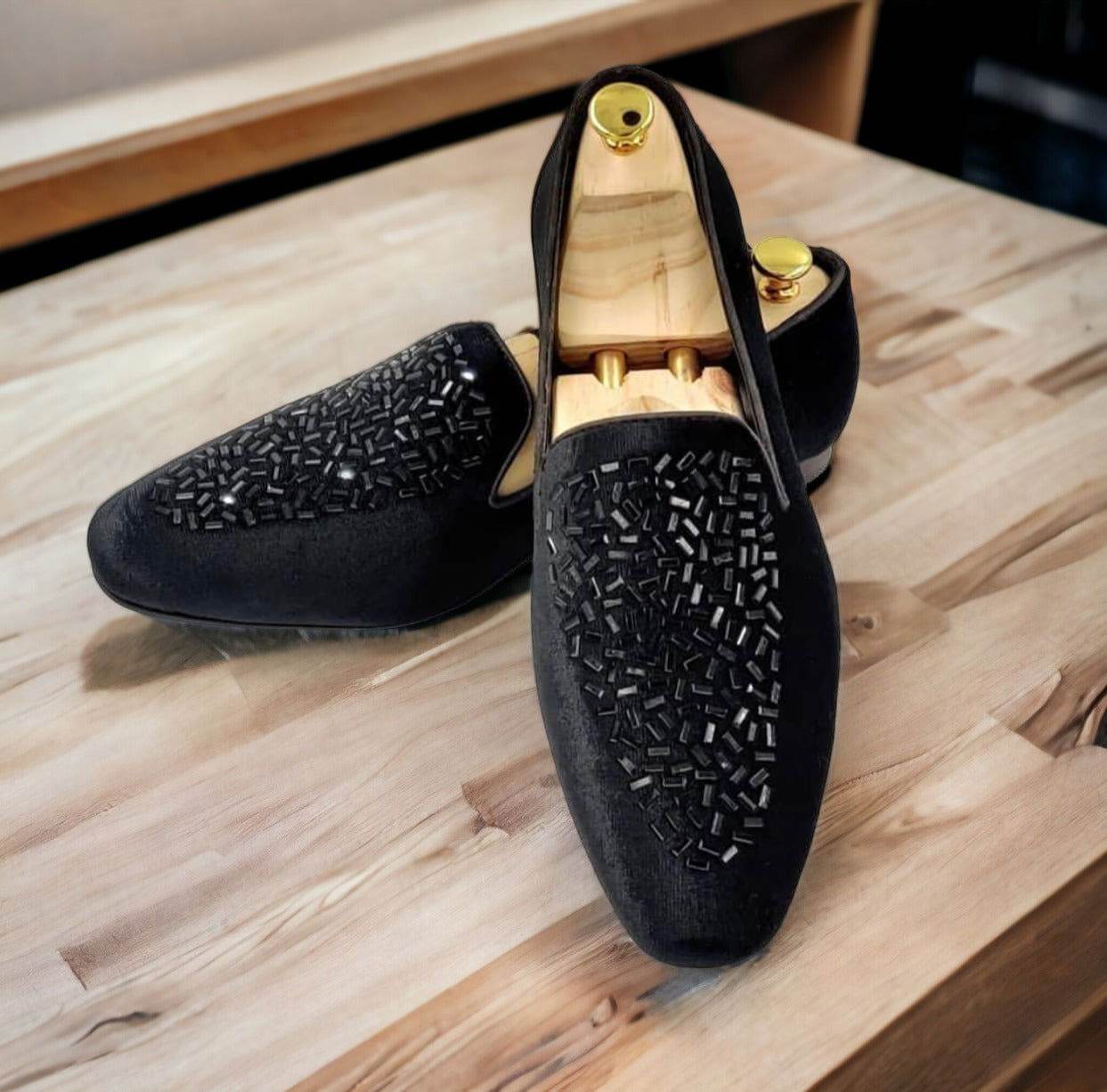 Mens Attire Rhinestone Moccasin Shoes for Men Loafers - Mens Attire