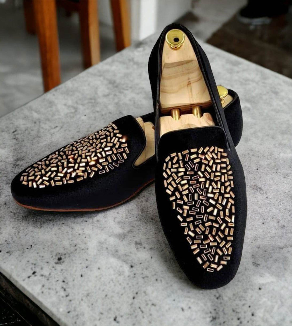 Mens Attire Rhinestone Moccasin Shoes for Men Loafers - Mens Attire