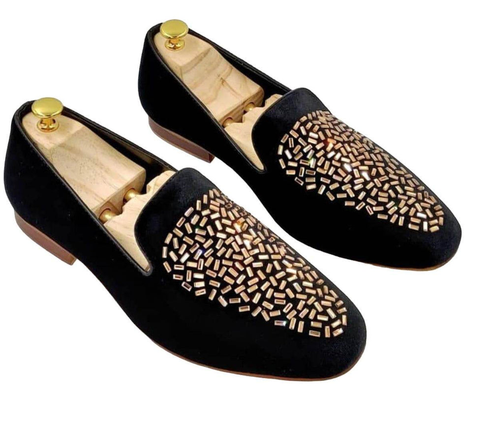 Mens Attire Rhinestone Moccasin Shoes for Men Loafers - Mens Attire
