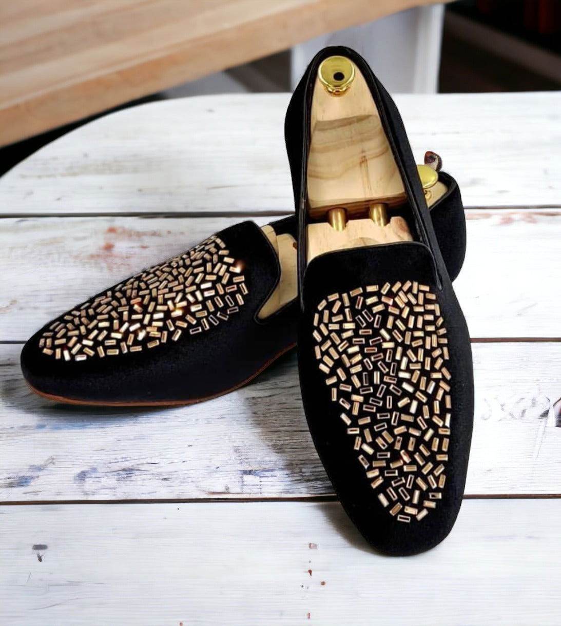 Mens Attire Rhinestone Moccasin Shoes for Men Loafers - Mens Attire