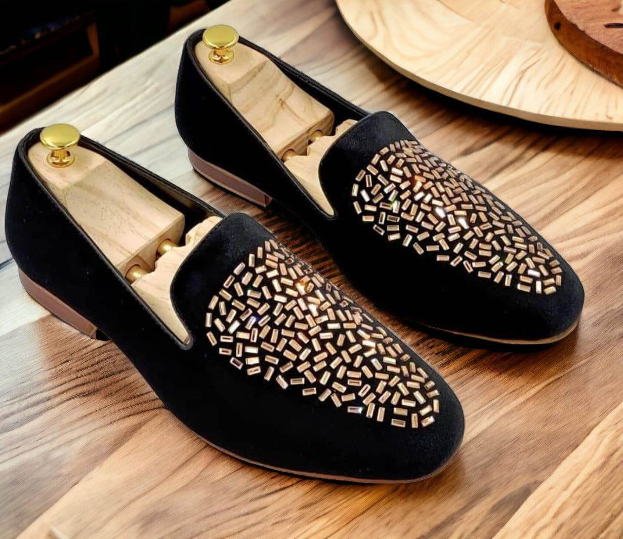 Mens Attire Rhinestone Moccasin Shoes for Men Loafers - Mens Attire