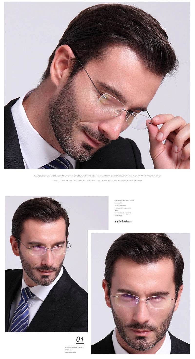 Mens Attire Rimless Glasses for Work - Lightweight Eyewear - Mens Attire
