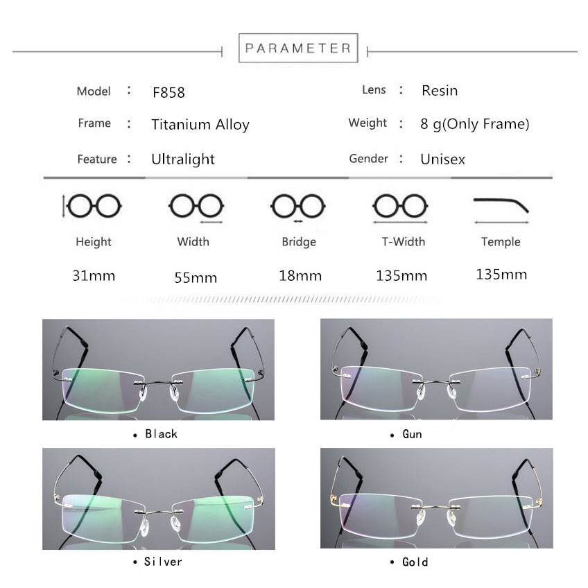 Mens Attire Rimless Titanium Eyeglasses for Men - Mens Attire