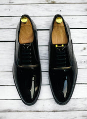 Mens Attire Shiny Black Party Shoes for Men Lace Up - Mens Attire
