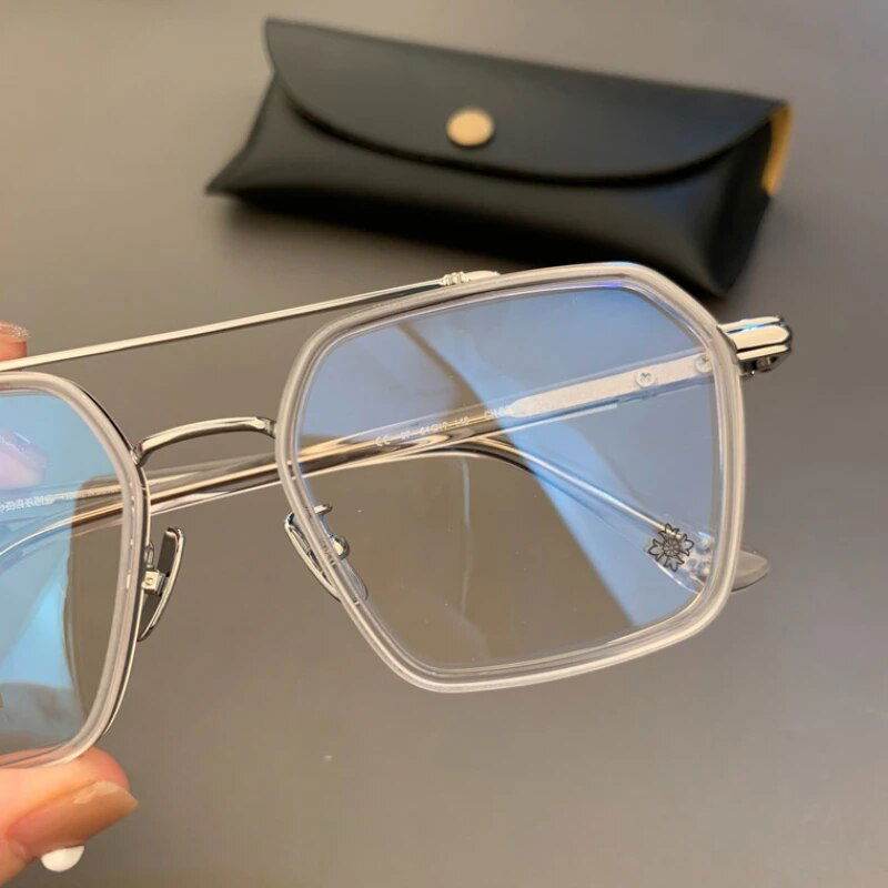 Mens Attire Unisex Hexagonal Eyeglasses with Titanium Frame - Mens Attire