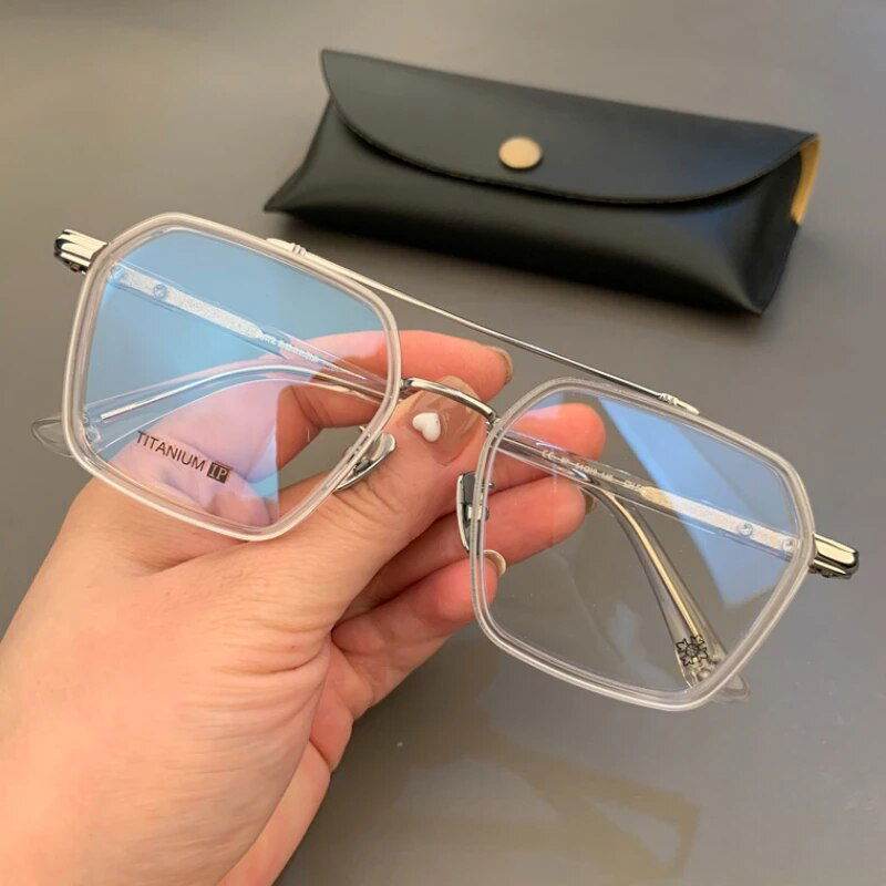 Mens Attire Unisex Hexagonal Eyeglasses with Titanium Frame - Mens Attire