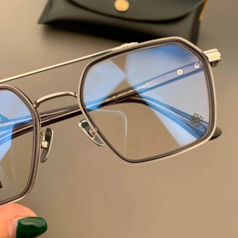 Mens Attire Unisex Hexagonal Eyeglasses with Titanium Frame - Mens Attire