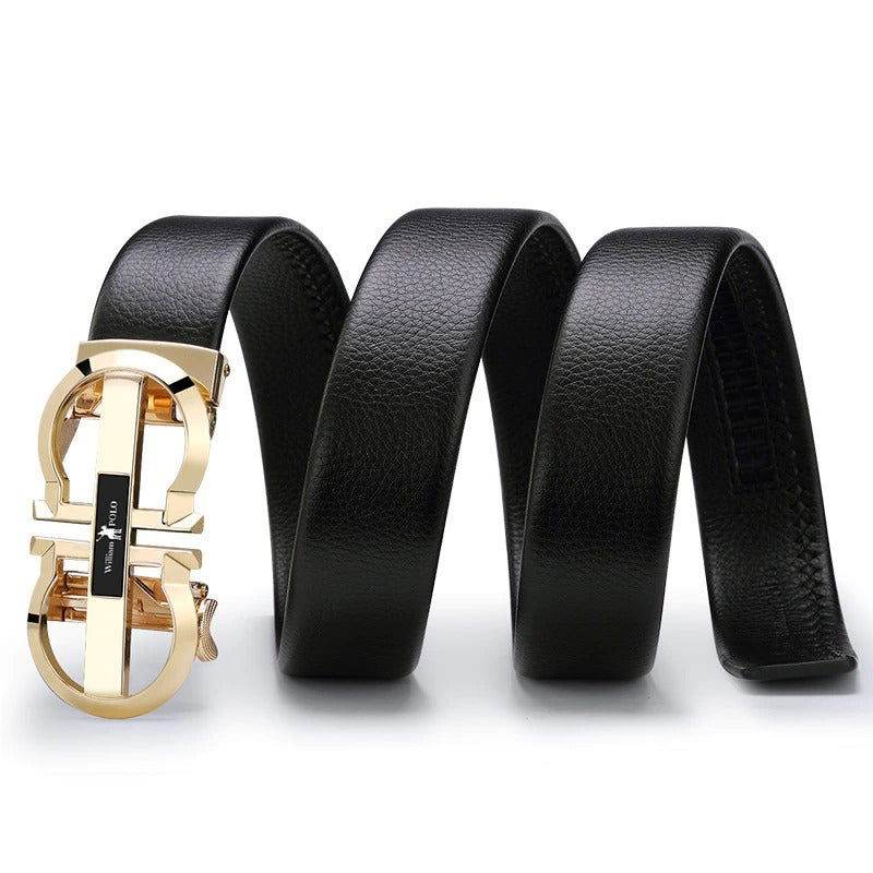 Mens Attire Designer Automatic Buckle Leather Belt - Mens Attire