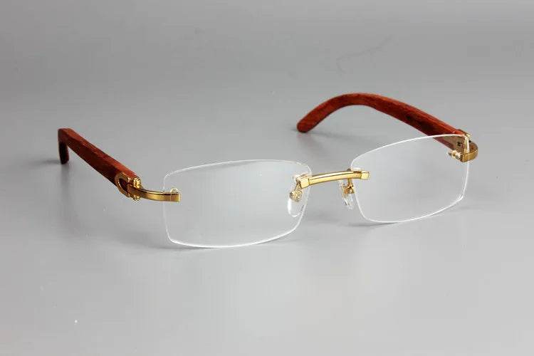 Mens Attire Wooden Rimless Eyeglass Frames Stylish & Lightweight - Mens Attire