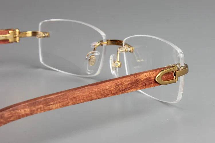 Mens Attire Wooden Rimless Eyeglass Frames Stylish & Lightweight - Mens Attire