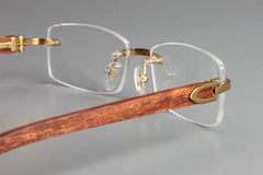 Mens Attire Wooden Rimless Eyeglass Frames Stylish & Lightweight - Mens Attire