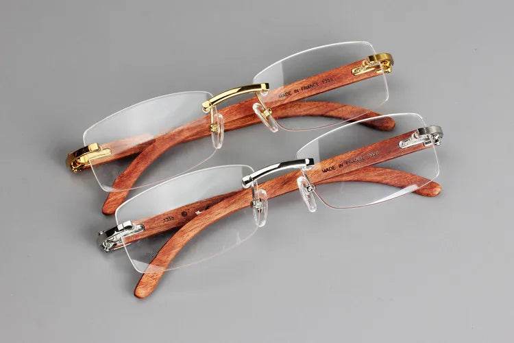 Mens Attire Wooden Rimless Eyeglass Frames Stylish & Lightweight - Mens Attire