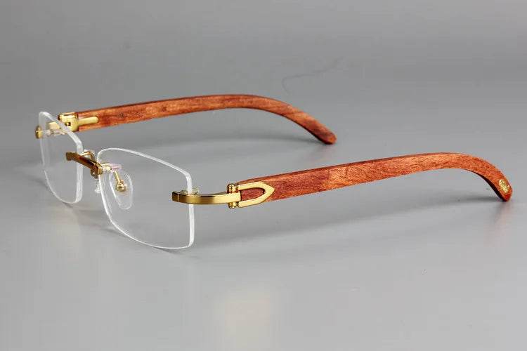 Mens Attire Wooden Rimless Eyeglass Frames Stylish & Lightweight - Mens Attire