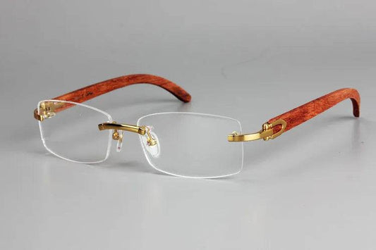 Mens Attire Wooden Rimless Eyeglass Frames Stylish & Lightweight - Mens Attire