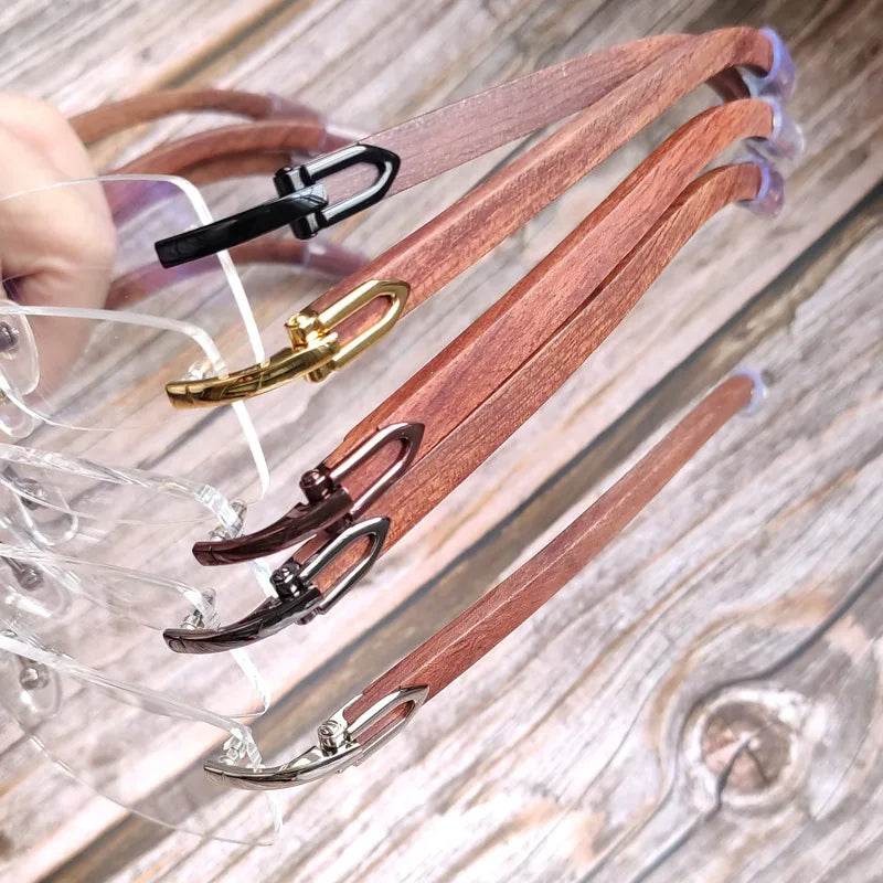 Mens Attire Wooden Rimless Eyeglass Frames Stylish & Lightweight - Mens Attire