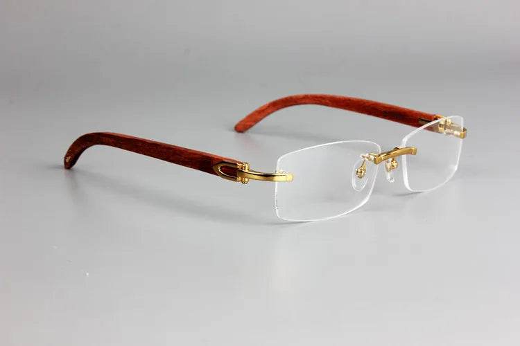 Mens Attire Wooden Rimless Eyeglass Frames Stylish & Lightweight - Mens Attire