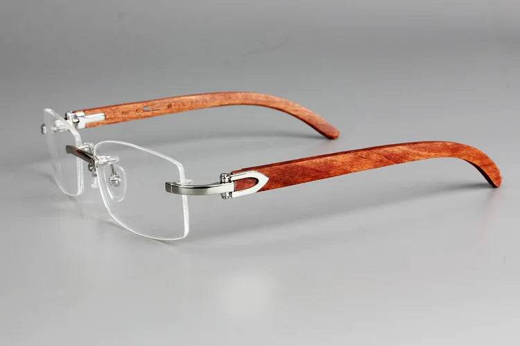 Mens Attire Wooden Rimless Eyeglass Frames Stylish & Lightweight - Mens Attire