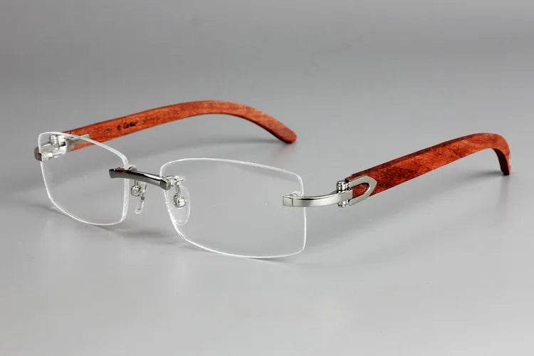 Mens Attire Wooden Rimless Eyeglass Frames Stylish & Lightweight - Mens Attire