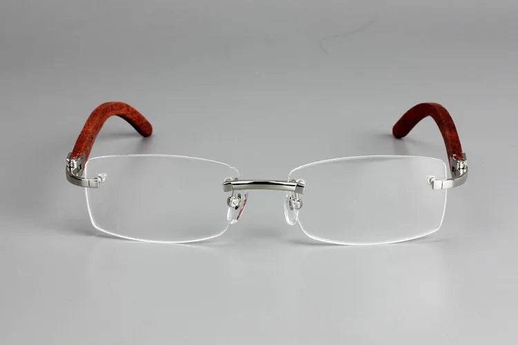 Mens Attire Wooden Rimless Eyeglass Frames Stylish & Lightweight - Mens Attire